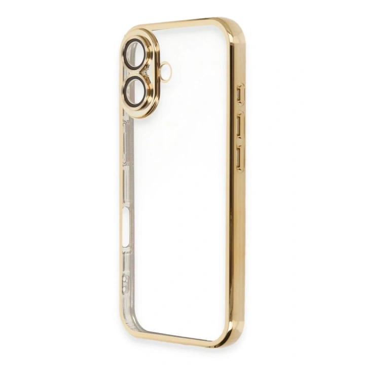 Mey İthalat®  iPhone 16 Plus Kılıf  Lensli Silikon - Gold