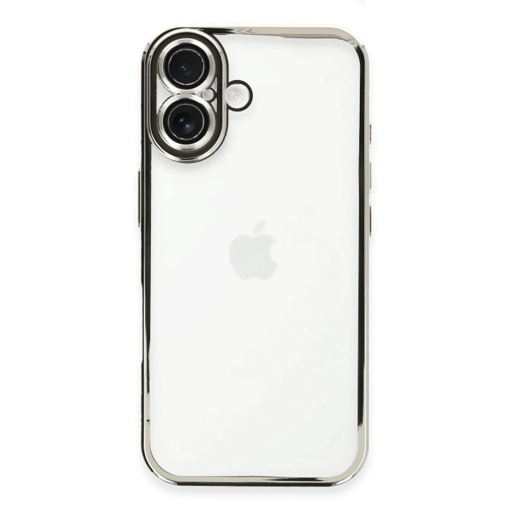 Mey İthalat®  iPhone 16 Plus Kılıf  Lensli Silikon - Gümüş