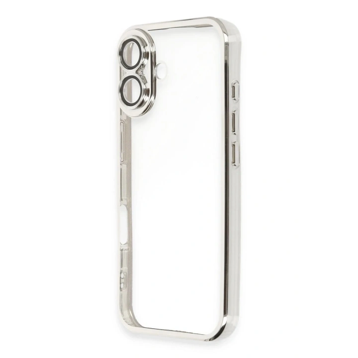 Mey İthalat®  iPhone 16 Plus Kılıf  Lensli Silikon - Gümüş