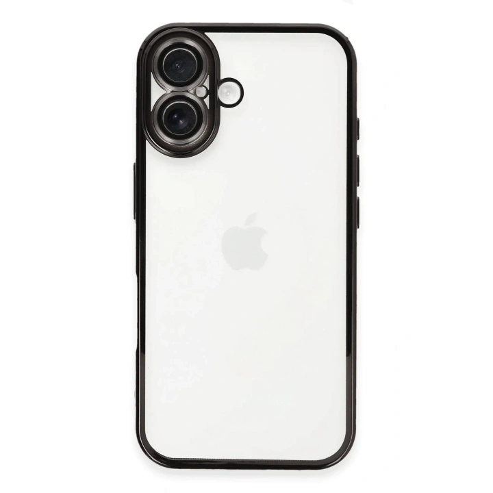 Mey İthalat®  iPhone 16 Plus Kılıf  Lensli Silikon - Siyah
