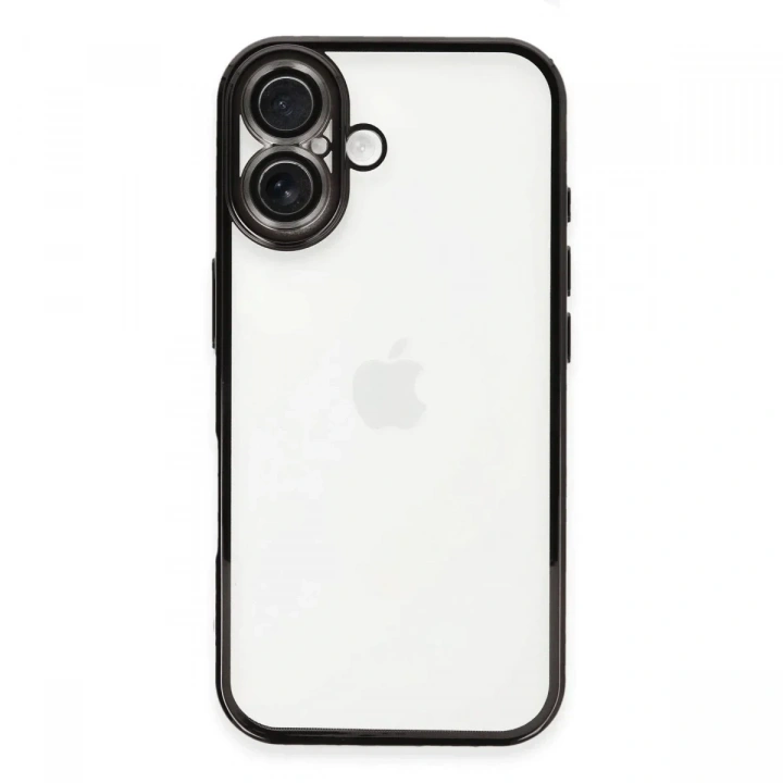 Mey İthalat®  iPhone 16 Plus Kılıf  Lensli Silikon - Siyah