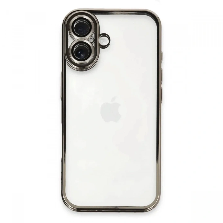 Mey İthalat®  iPhone 16 Plus Kılıf  Lensli Silikon - Titanyum Gri