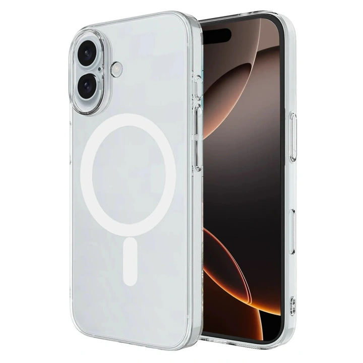 Mey İthalat®  iPhone 16 Plus Kılıf Magneticsafe Şeffaf Silikon - Şeffaf