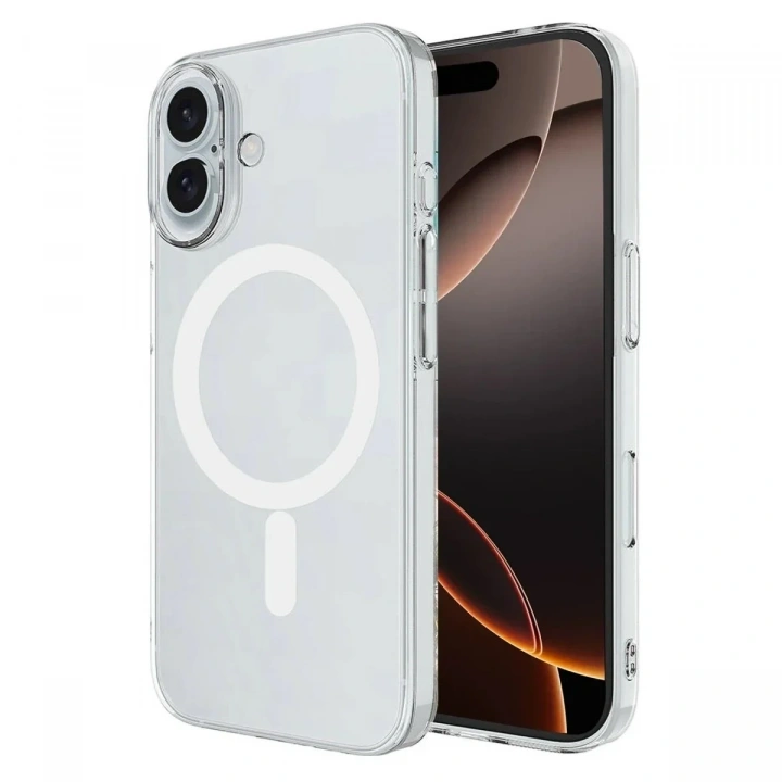 Mey İthalat®  iPhone 16 Plus Kılıf Magneticsafe Şeffaf Silikon - Şeffaf