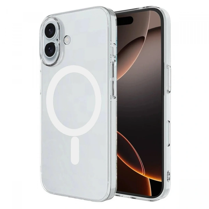 Mey İthalat®  iPhone 16 Plus Kılıf Magneticsafe Şeffaf Silikon - Şeffaf