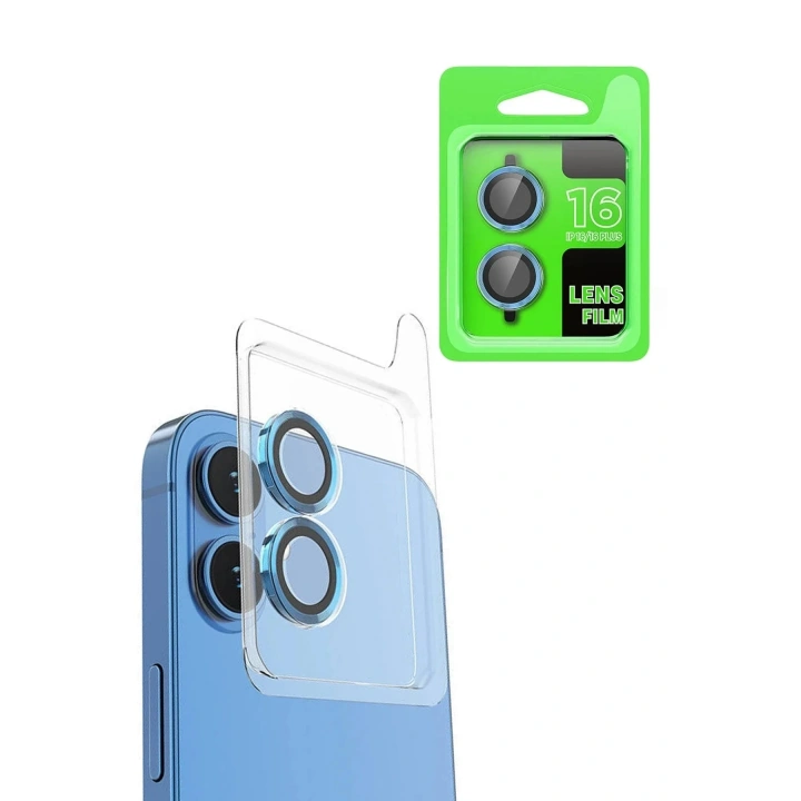 Mey İthalat®  iPhone 16 Plus Raze Metal Kamera Lens - Lacivert