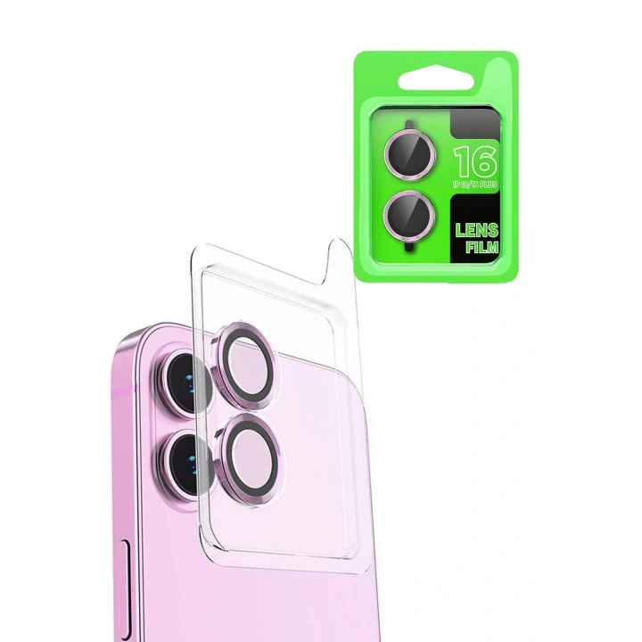 Mey İthalat®  iPhone 16 Plus Raze Metal Kamera Lens - Pembe