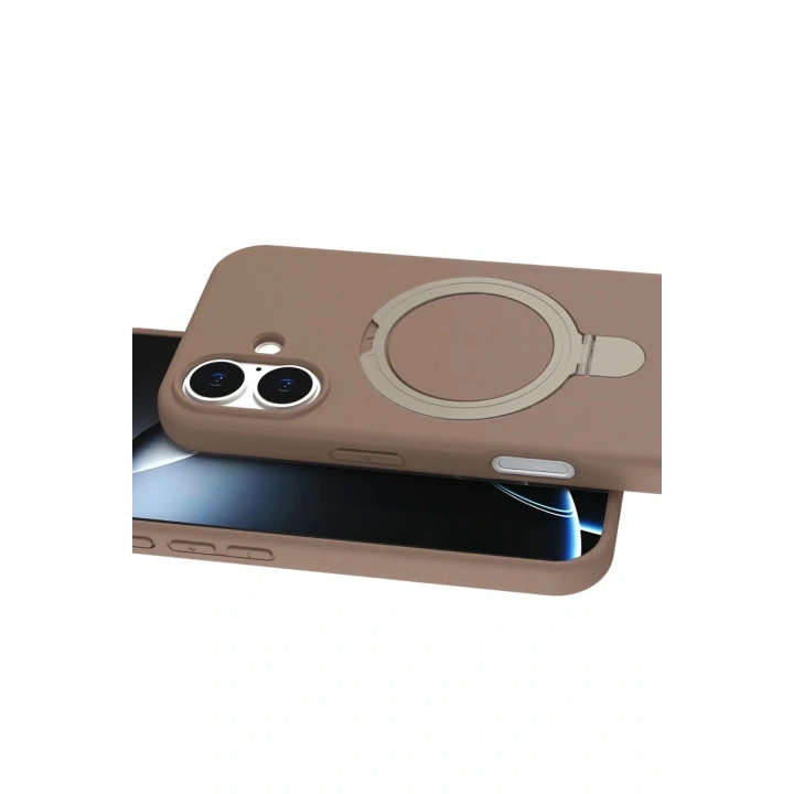 Mey İthalat®   iPhone 16 Plus Regal Magsafe Standlı Kapak - Çöl Titanyum