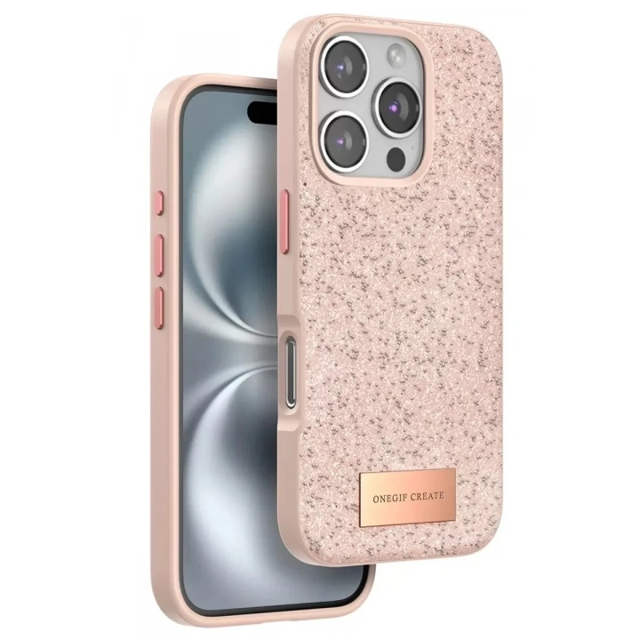Mey İthalat®   iPhone 16 Pro Bright Simli Kapak - Pembe