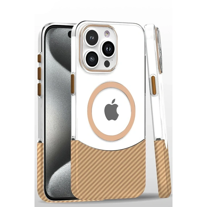 Mey İthalat®  iPhone 16 Pro Carbon Puzzle Magsafe Kapak - Desert