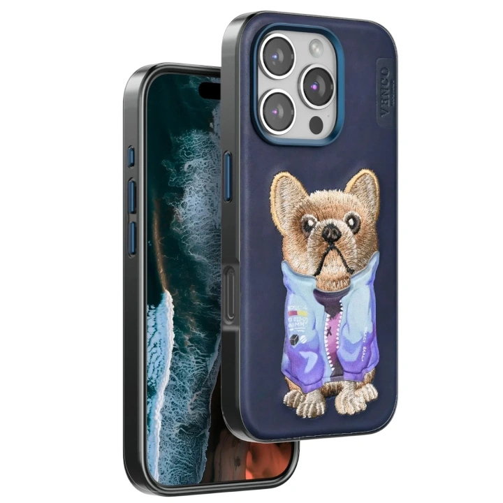 Mey İthalat®  iPhone 16 Pro Cute Desenli Kapak - Lacivert