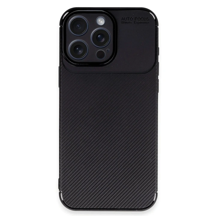 Mey İthalat®  iPhone 16 Pro Kılıf Auto Focus Karbon Kapak - Siyah