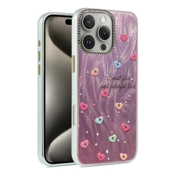 Mey İthalat®  iPhone 16 Pro Kılıf Blade Aynalı Desenli Kapak - Desen 8
