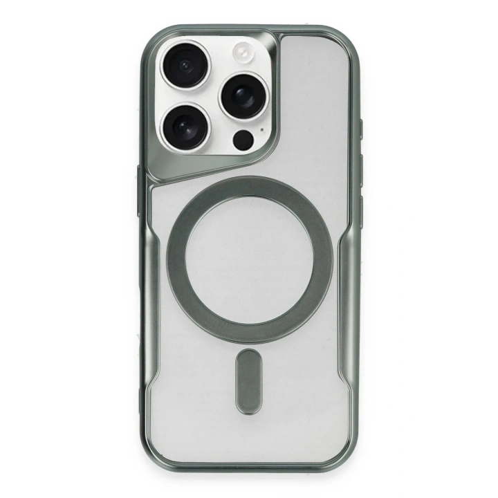 Mey İthalat®  iPhone 16 Pro Kılıf Boyi Magsafe Silikon Kapak - Yeşil