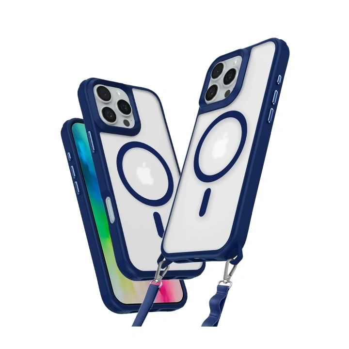 Mey İthalat®  iPhone 16 Pro Kılıf Enka Magsafe Silikon Kılıf - Lacivert