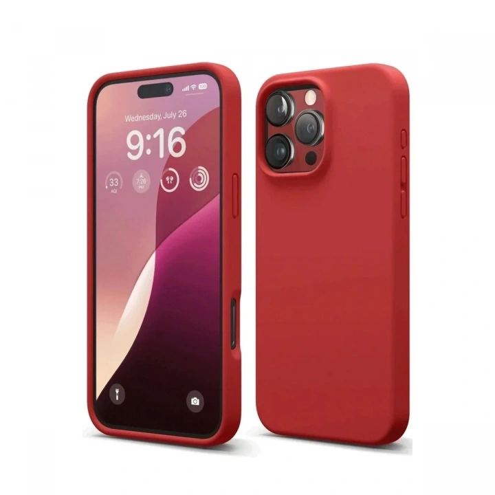 Mey İthalat®  iPhone 16 Pro Kılıf First Silikon - Kırmızı