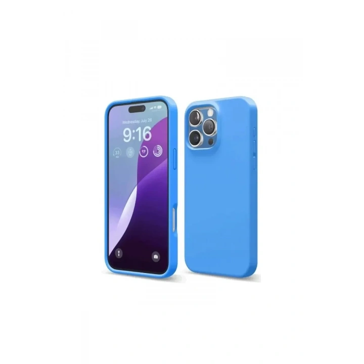 Mey İthalat®   iPhone 16 Pro Kılıf First Silikon - Mavi