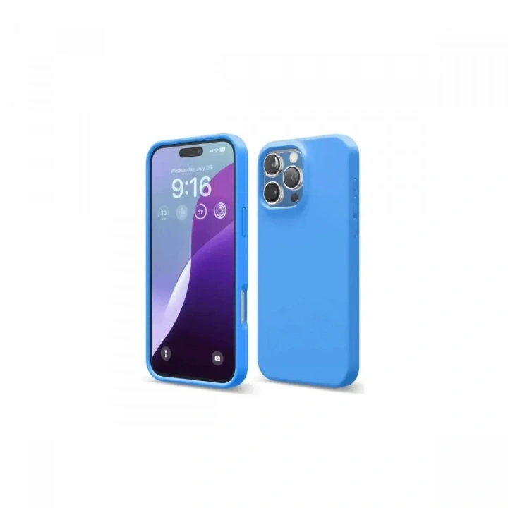 Mey İthalat®   iPhone 16 Pro Kılıf First Silikon - Mavi