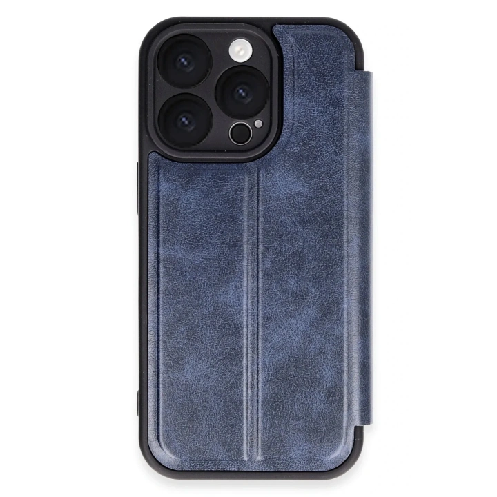Mey İthalat®  iPhone 16 Pro Kılıf Flip Cover - Lacivert