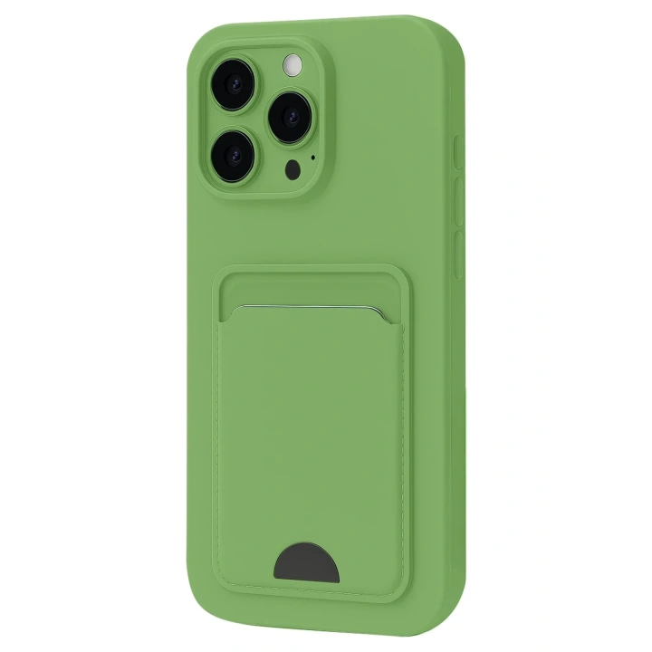 Mey İthalat®  iPhone 16 Pro Kılıf Kelvin Kartvizitli Silikon - Açık Yeşil
