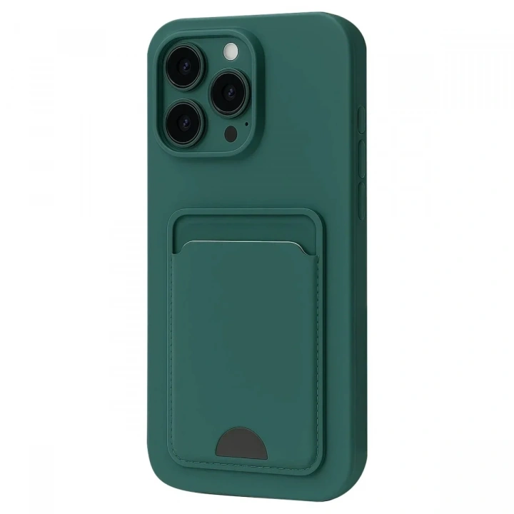 Mey İthalat®  iPhone 16 Pro Kılıf Kelvin Kartvizitli Silikon - Koyu Yeşil