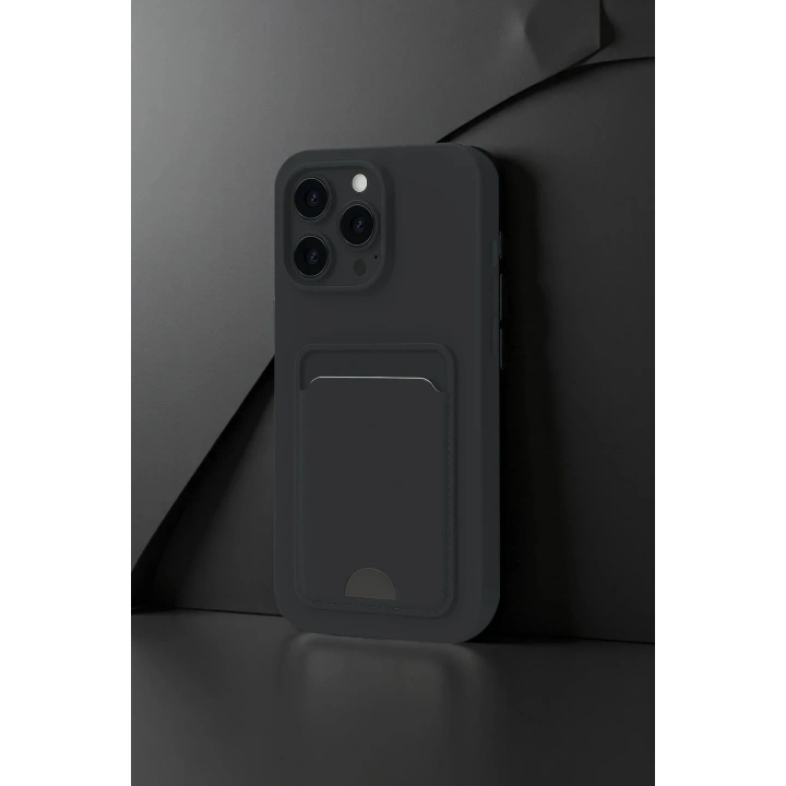 Mey İthalat®  iPhone 16 Pro Kılıf Kelvin Kartvizitli Silikon - Lacivert
