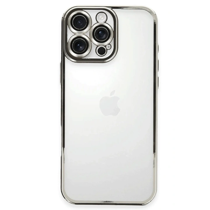 Mey İthalat®  iPhone 16 Pro Kılıf  Lensli Silikon - Gümüş
