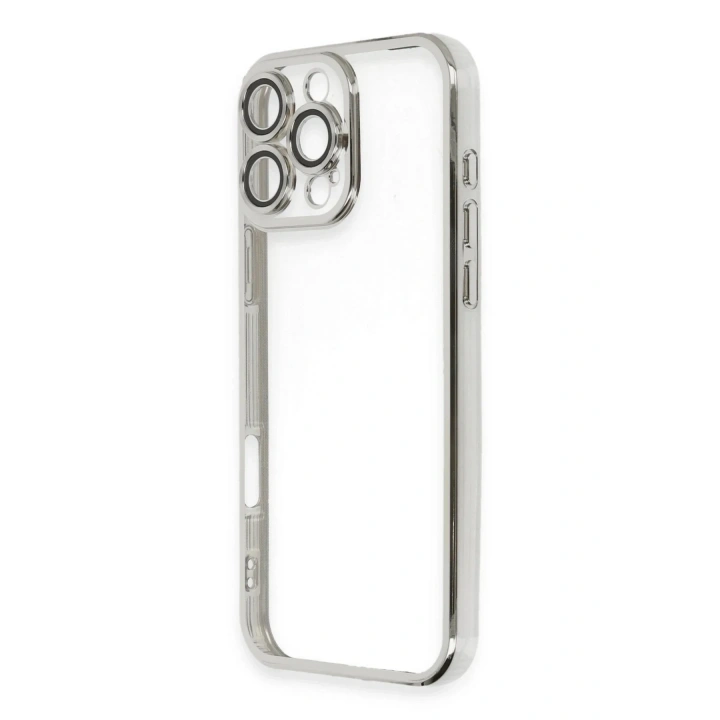 Mey İthalat®  iPhone 16 Pro Kılıf  Lensli Silikon - Gümüş