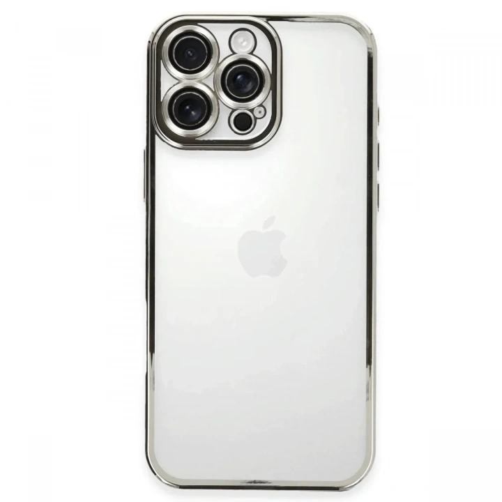 Mey İthalat®  iPhone 16 Pro Kılıf  Lensli Silikon - Gümüş