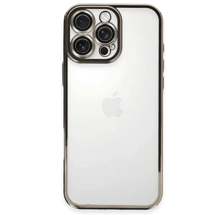 Mey İthalat®  iPhone 16 Pro Kılıf  Lensli Silikon - Titanyum Gri