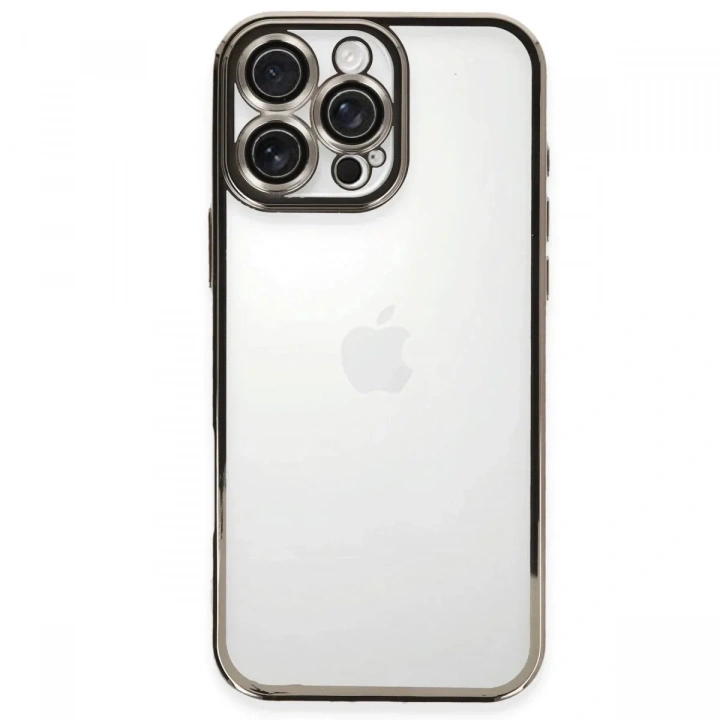 Mey İthalat®  iPhone 16 Pro Kılıf  Lensli Silikon - Titanyum Gri