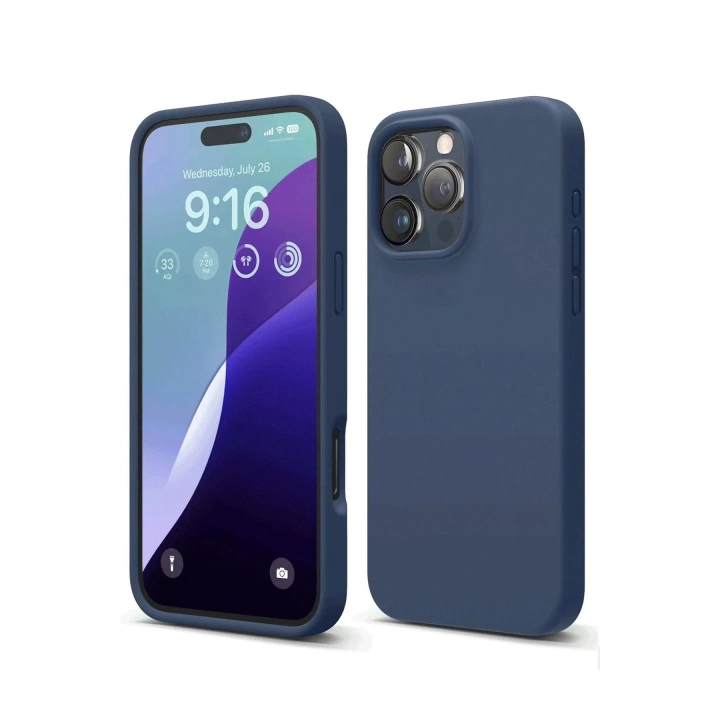 Mey İthalat®  iPhone 16 Pro Kılıf Nano içi Kadife Silikon - Lacivert