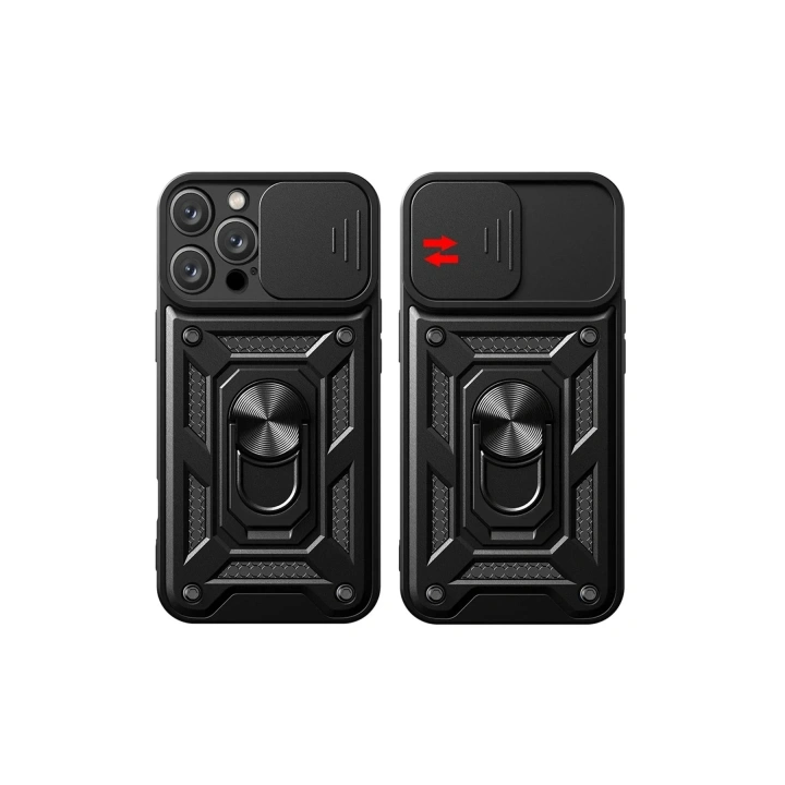 Mey İthalat®  iPhone 16 Pro Kılıf Pars Lens Yüzüklü Silikon - Lacivert