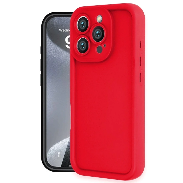 Mey İthalat®  iPhone 16 Pro Kılıf Viera Silikon - Kırmızı