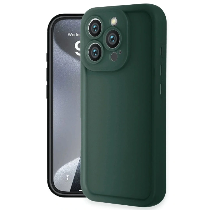 Mey İthalat®  iPhone 16 Pro Kılıf Viera Silikon - Koyu Yeşil
