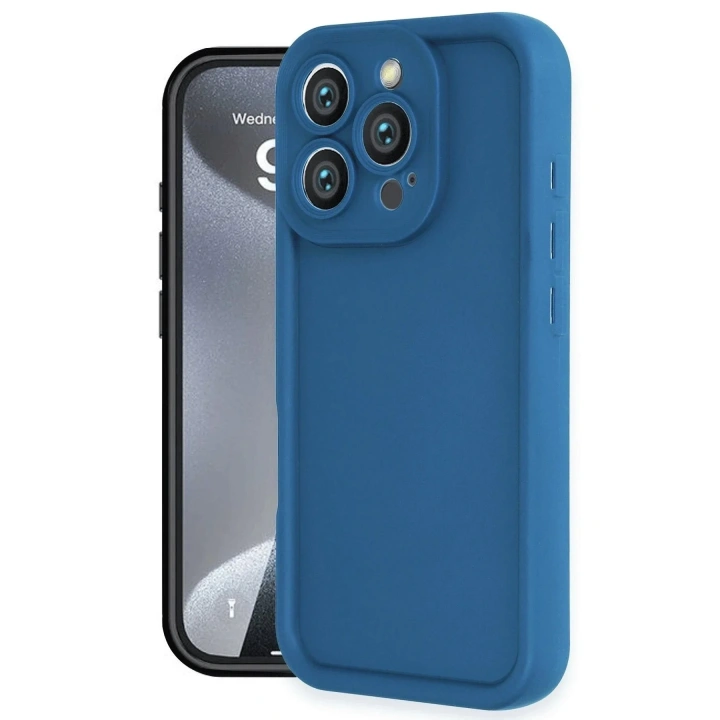 Mey İthalat®  iPhone 16 Pro Kılıf Viera Silikon - Mavi
