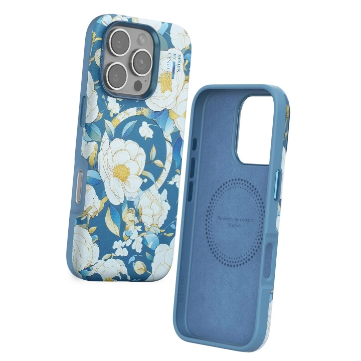 Mey İthalat®  iPhone 16 Pro Max Flower Series Magsafe Kapak - Mavi