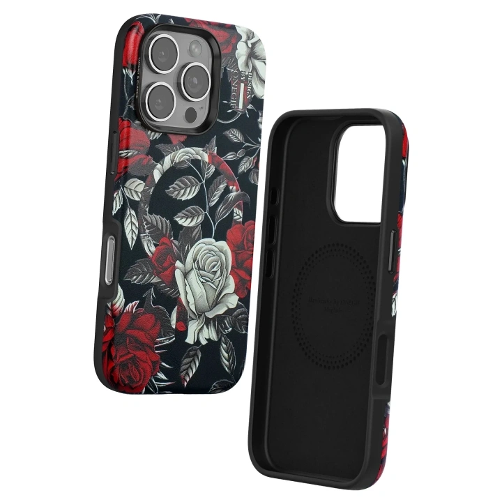 Mey İthalat®  iPhone 16 Pro Max Flower Series Magsafe Kapak - Siyah