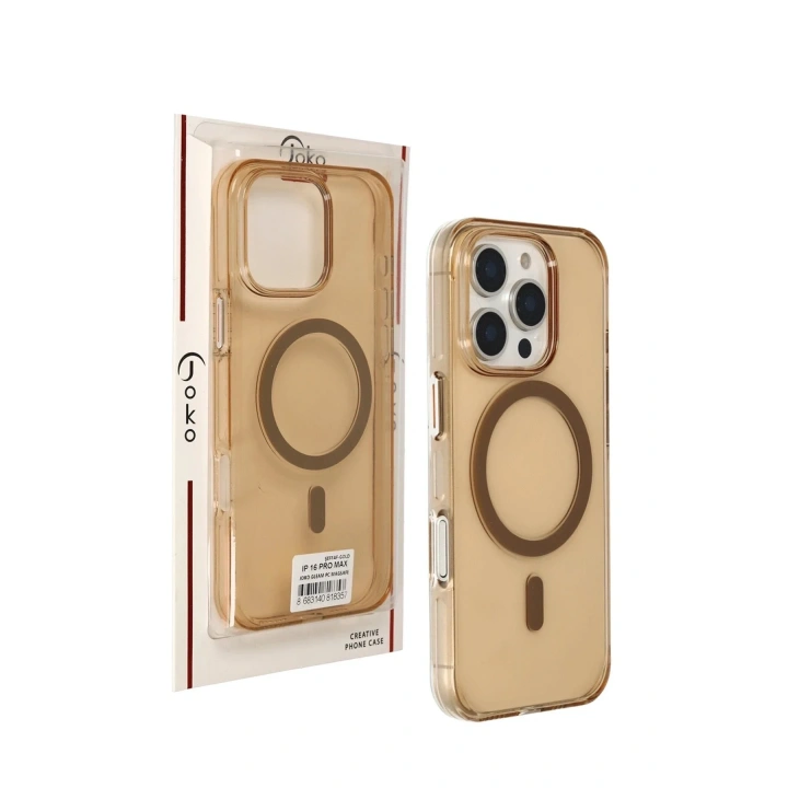 Mey İthalat®  iPhone 16 Pro Max Gleam PC Sert Magsafe Kılıf - Şeffaf-Gold