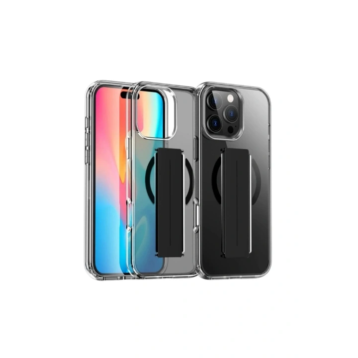 Mey İthalat®  iPhone 16 Pro Max Kılıf Alfa Magsafe Standlı Kapak - Siyah