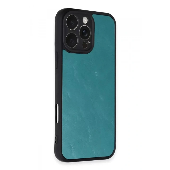 Mey İthalat®   iPhone 16 Pro Max Kılıf Aras Deri Kapak - Açık Yeşil