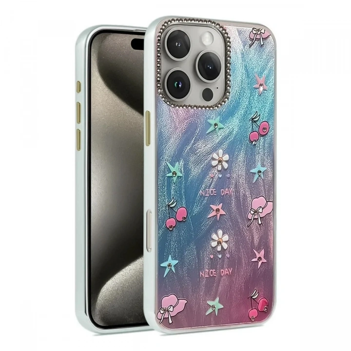 Mey İthalat®  iPhone 16 Pro Max Kılıf Blade Aynalı Desenli Kapak - Desen 4