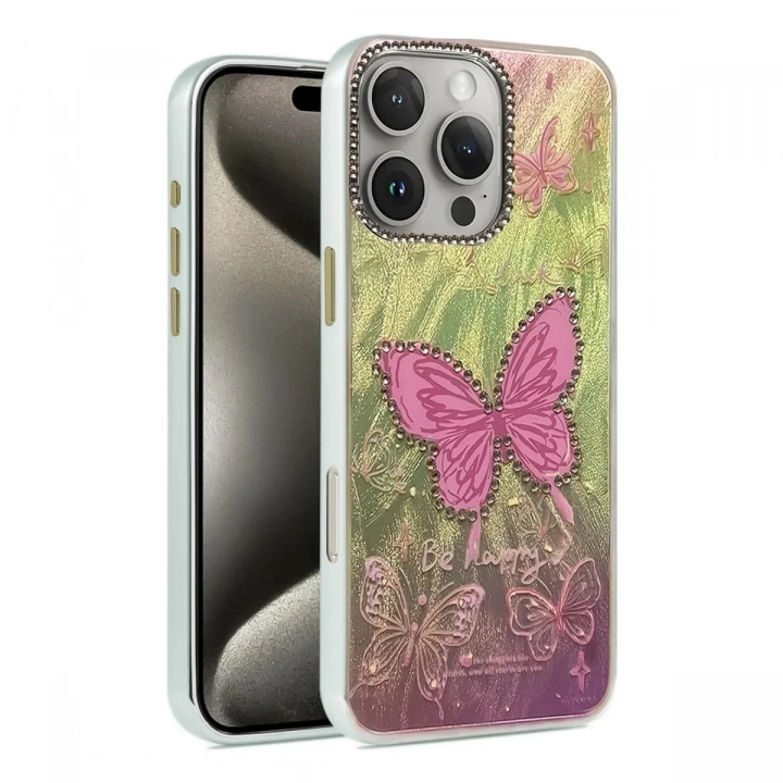 Mey İthalat®  iPhone 16 Pro Max Kılıf Blade Aynalı Desenli Kapak - Desen 5