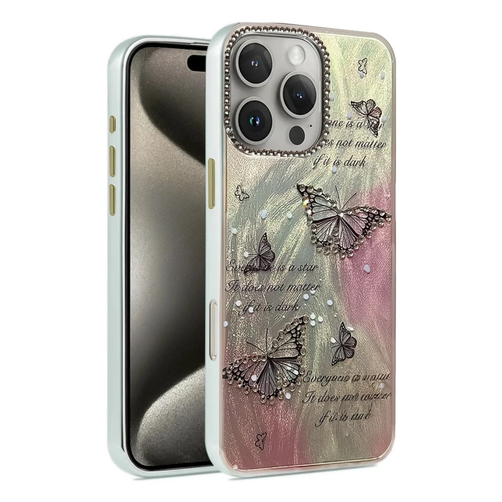 Mey İthalat®  iPhone 16 Pro Max Kılıf Blade Aynalı Desenli Kapak - Desen 6