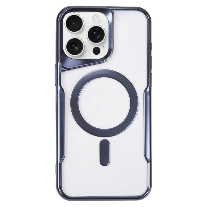 Mey İthalat®  iPhone 16 Pro Max Kılıf Boyi Magsafe Silikon Kapak - Lacivert