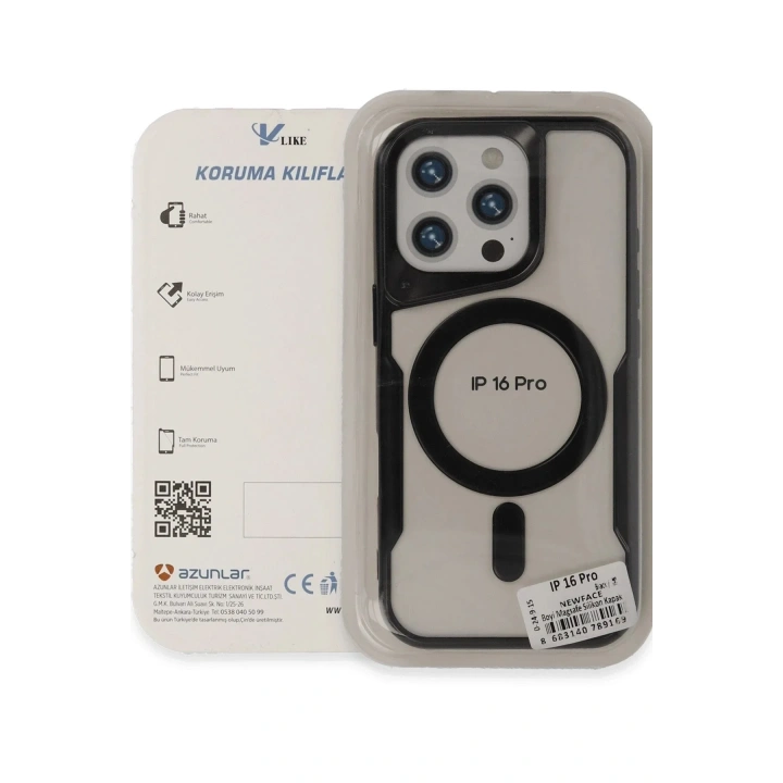 Mey İthalat®  iPhone 16 Pro Max Kılıf Boyi Magsafe Silikon Kapak - Siyah