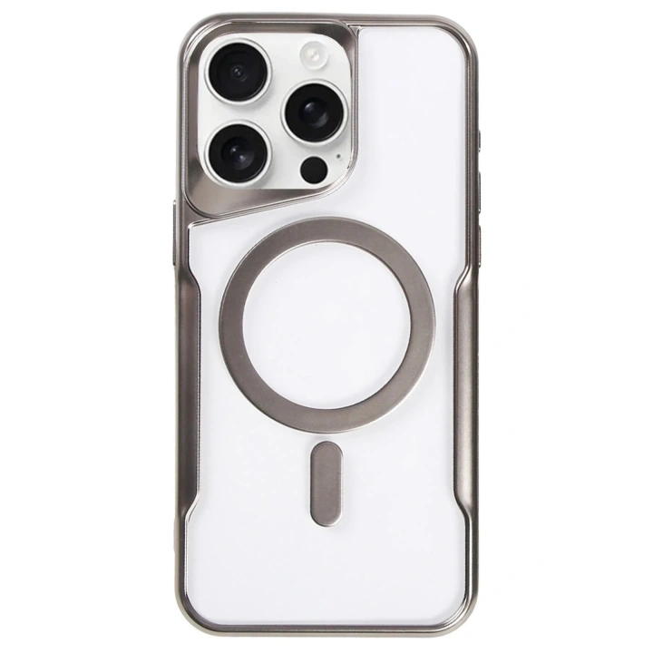 Mey İthalat®  iPhone 16 Pro Max Kılıf Boyi Magsafe Silikon Kapak - Titan Gri