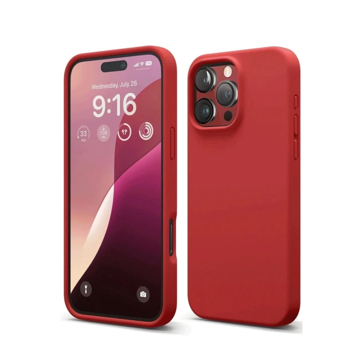 Mey İthalat®  iPhone 16 Pro Max Kılıf First Silikon - Kırmızı