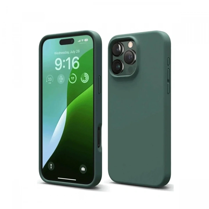 Mey İthalat®  iPhone 16 Pro Max Kılıf First Silikon - Koyu Yeşil
