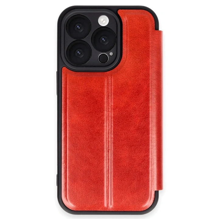 Mey İthalat®  iPhone 16 Pro Max Kılıf Flip Cover - Kırmızı